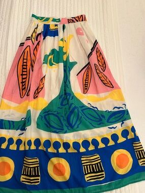 Colorful Printed A-Line Midi Skirt – Multicolor